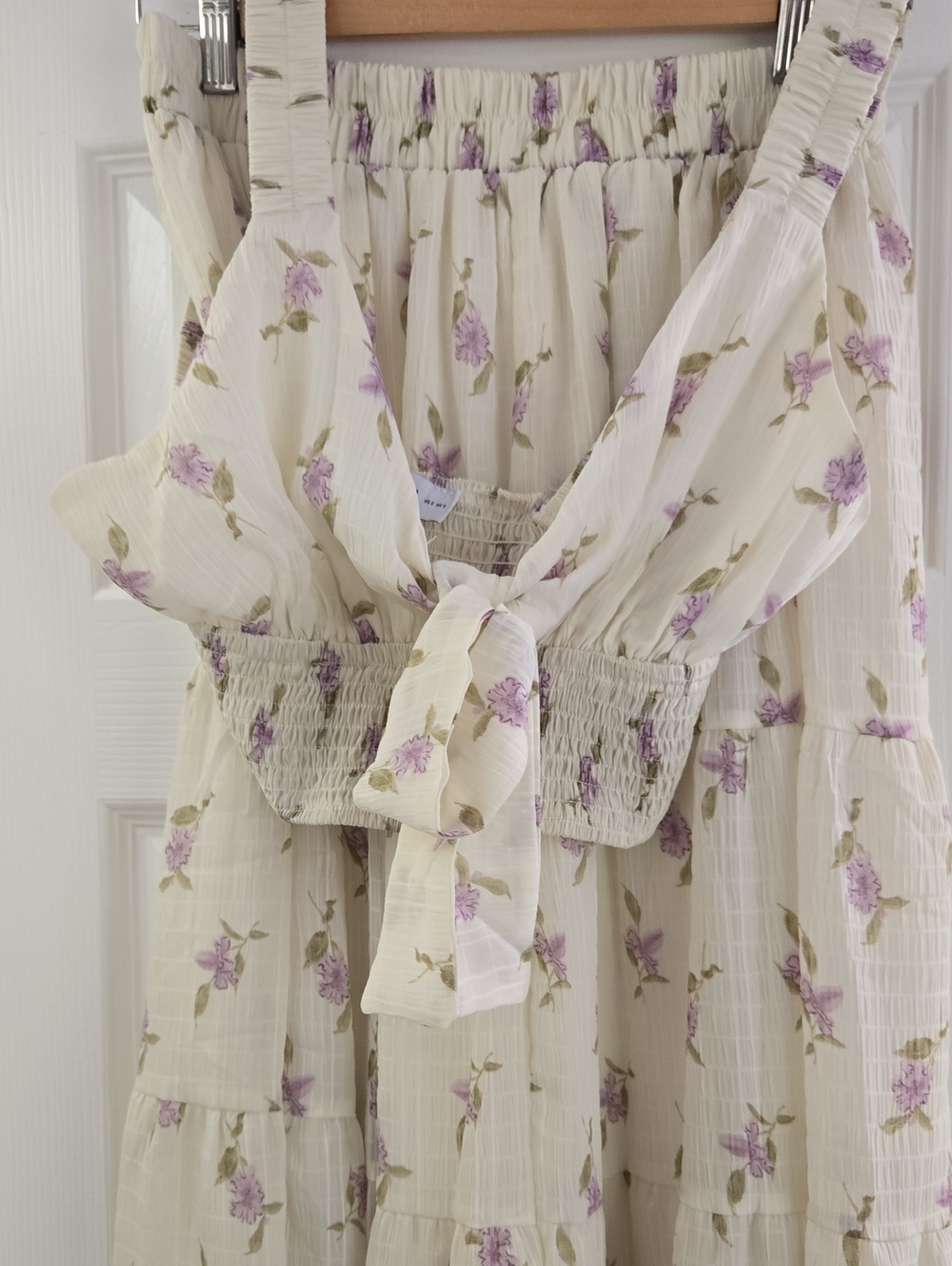 Petal & Pup Cream Dress with Purple Floral Accents